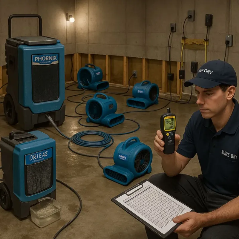 Structural Drying and Dehumidification process in Bowling Green, MD